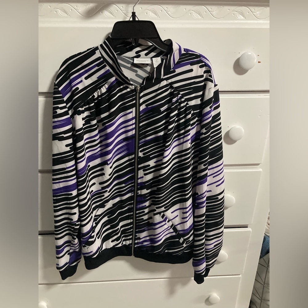 Weekends by Chico's Jacket Full Zip Lightweight Stretch Women's Size 2